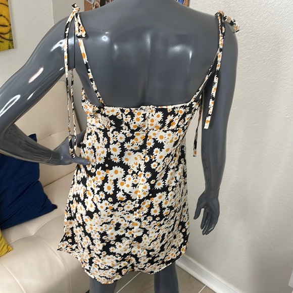 Y2K Style Dress with Shoulder Ties | Black/Yellow/White | Small - Picture 5 of 11